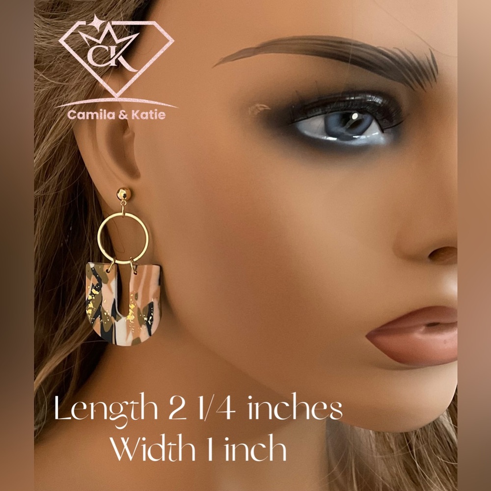 COPY - Coral  and gold Clay Earrings